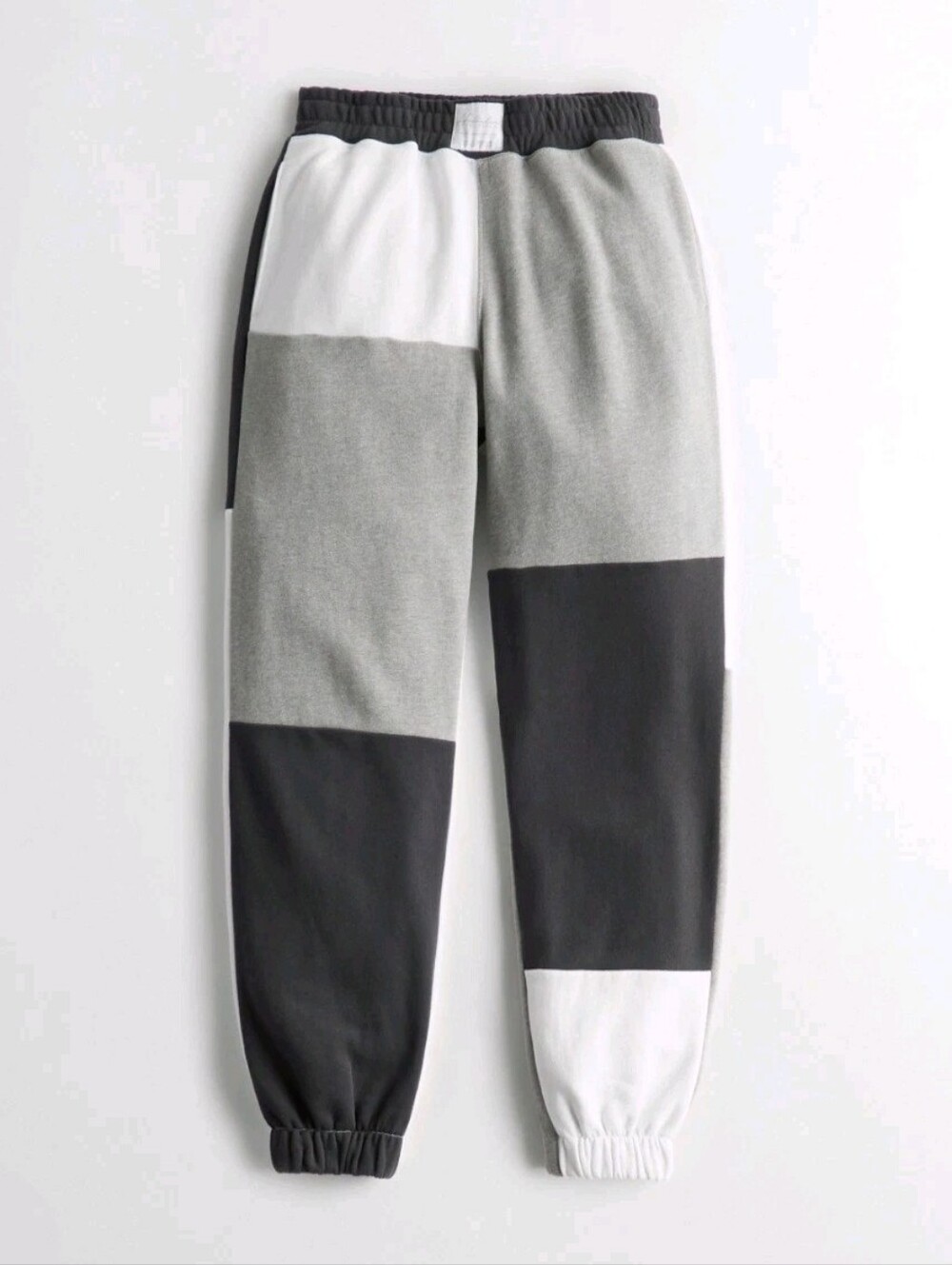 Womens Hollister Ultra High Rise Fleece Dad Joggers Patchwork Gray Swearpants XS